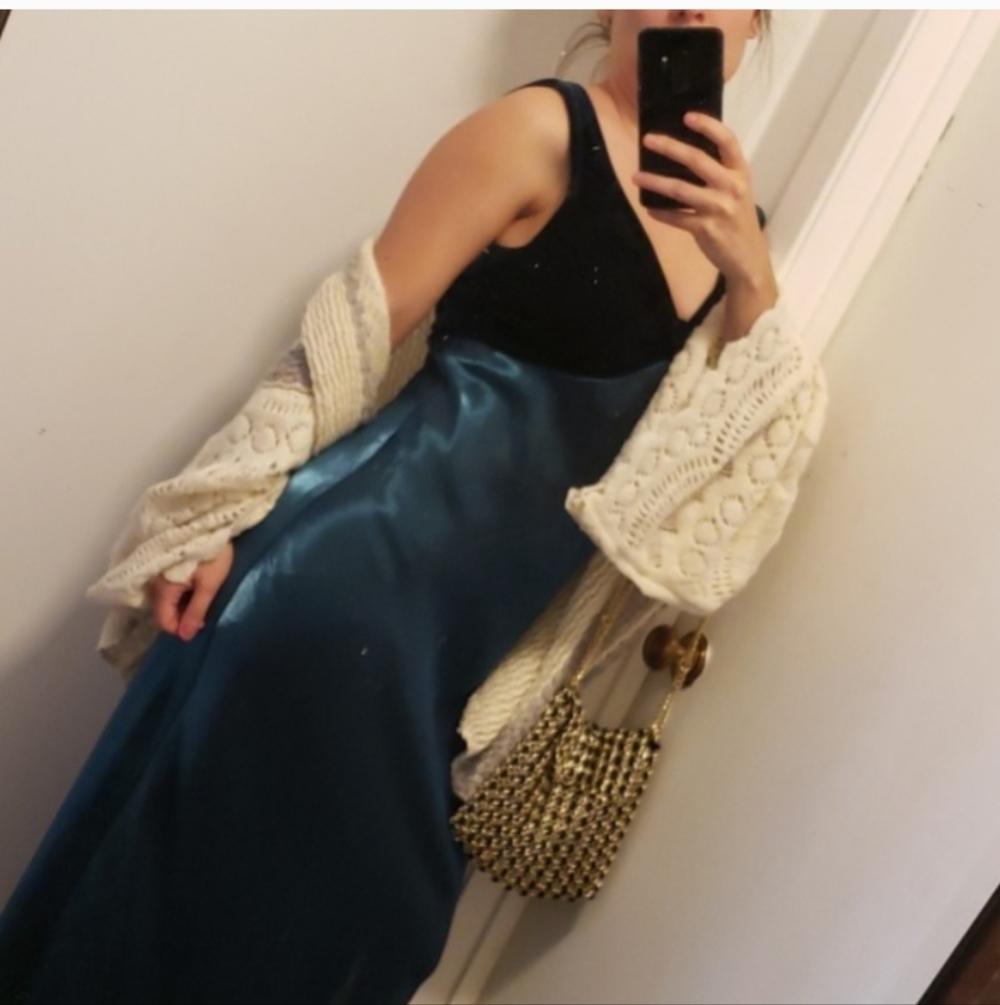Vintage 90s Velvet And Satin Maxi Dress -